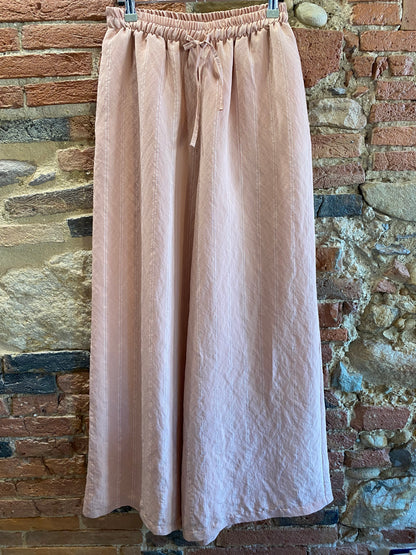 Pantalone Bubble rosa polvere gessato panna