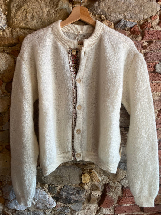 Cardigan Lana e mohair colore latte