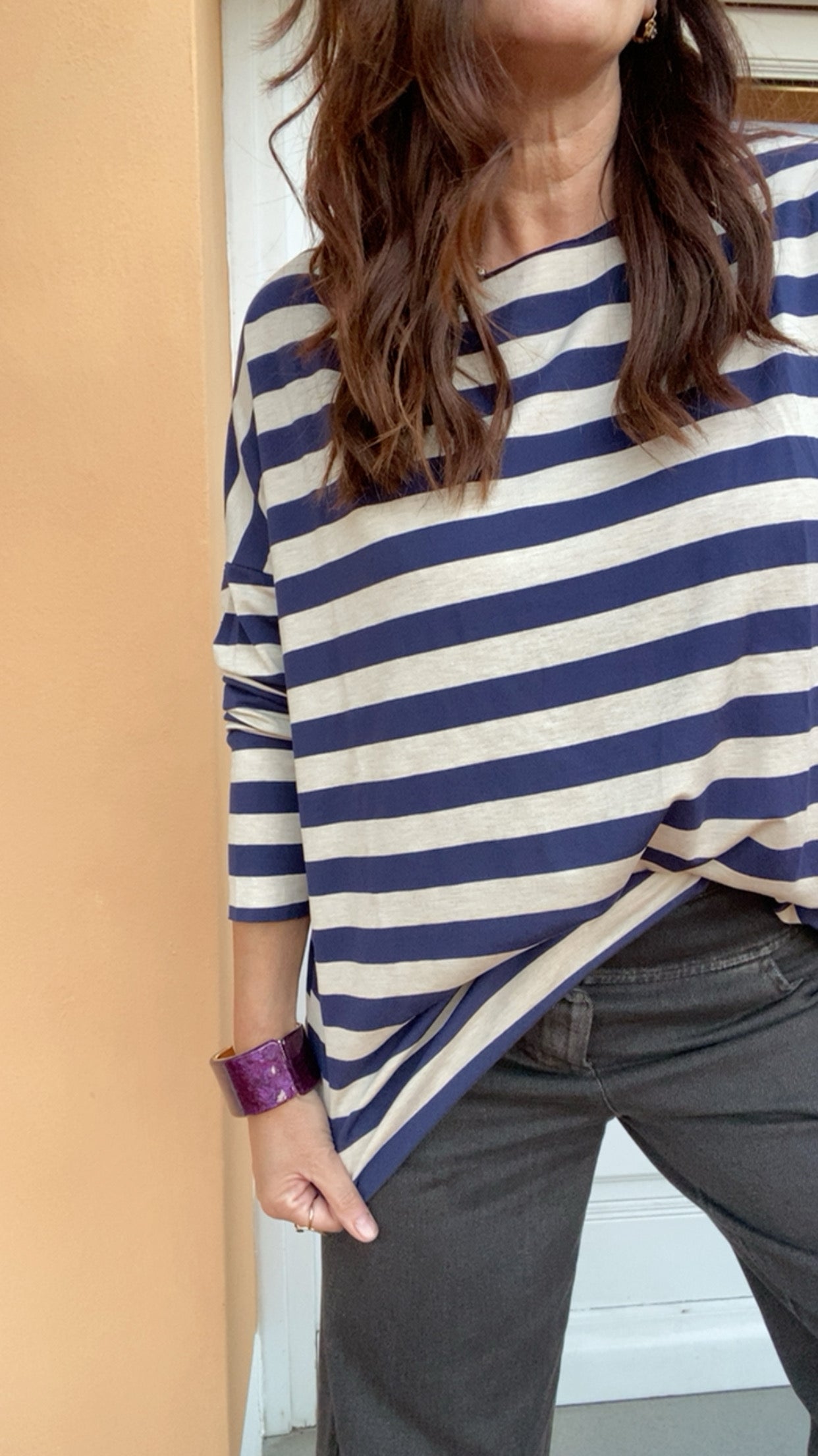 T-shirt Basic riga blu