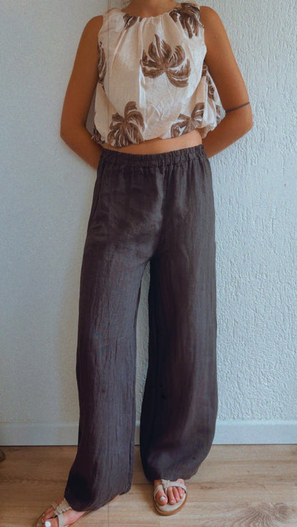 Pantalone lino Paloma new choco
