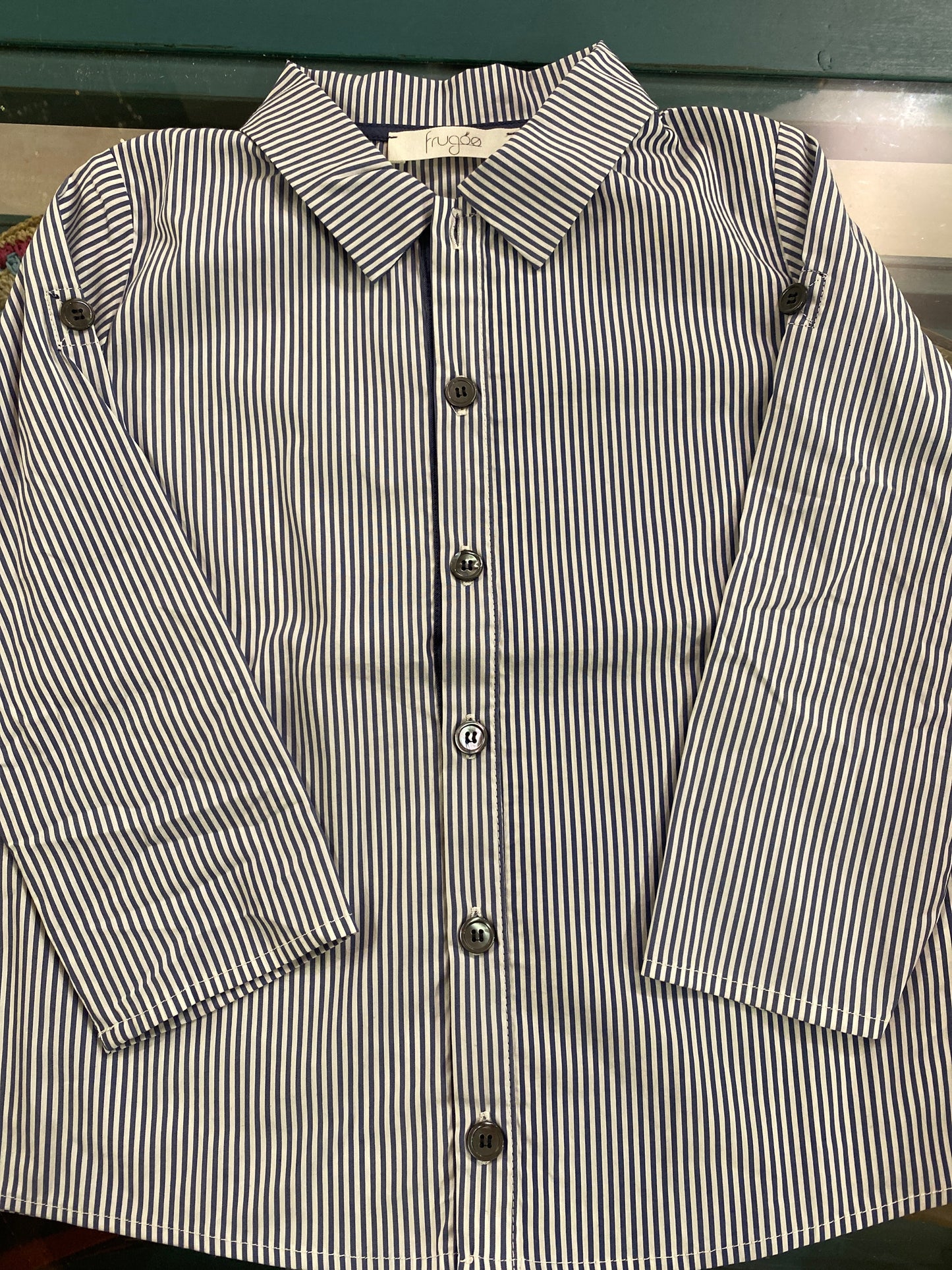 Camicia cotone riga bianco blu