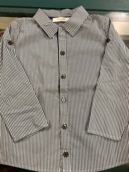 Camicia cotone riga bianco blu