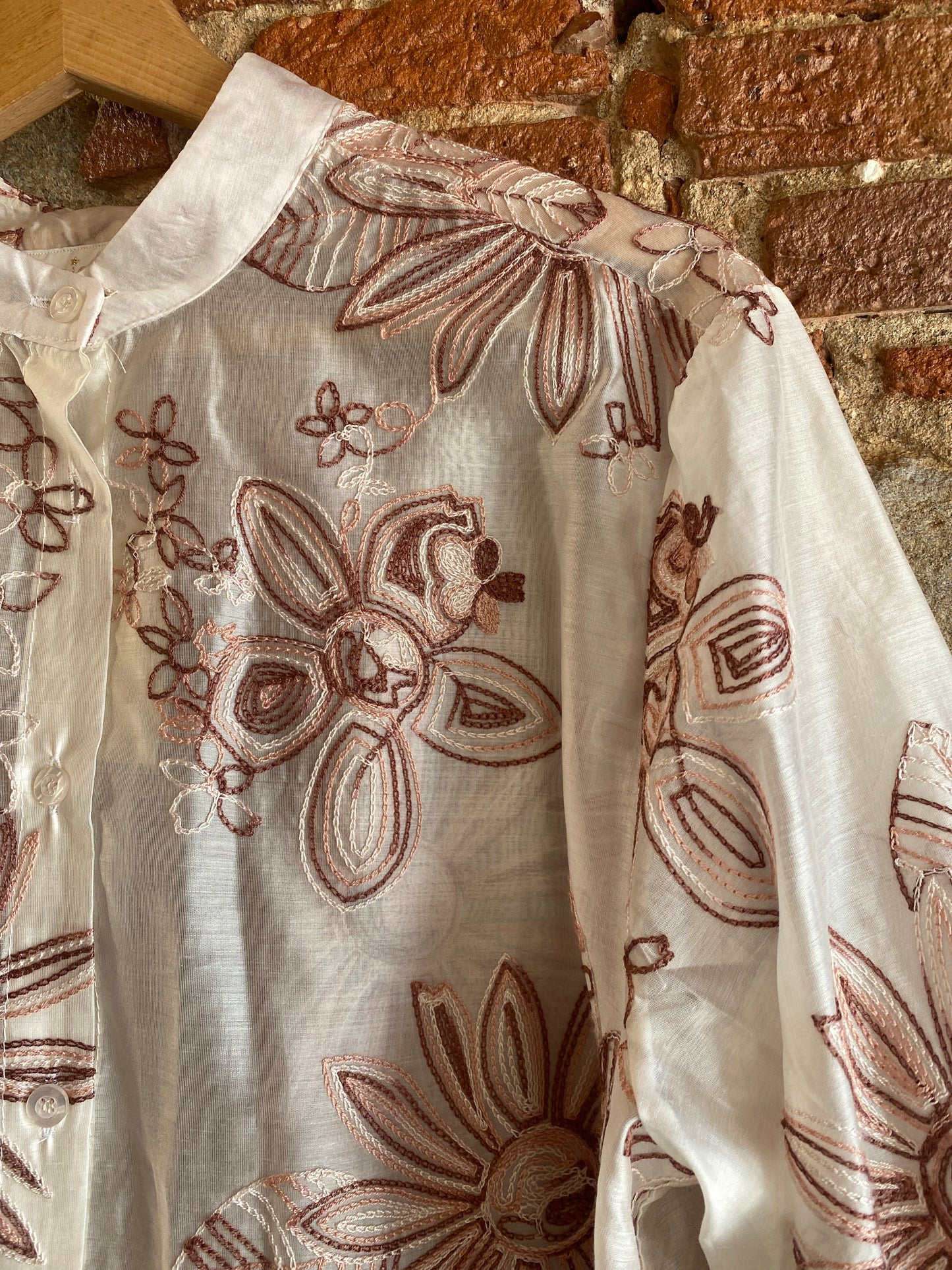 Camicia Fleur champagne e rose
