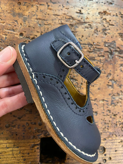 Scarpina due occhi in pelle blu