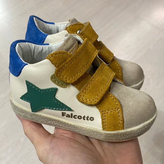 Sneakers bambino pelle bianco grigio militare zucca
