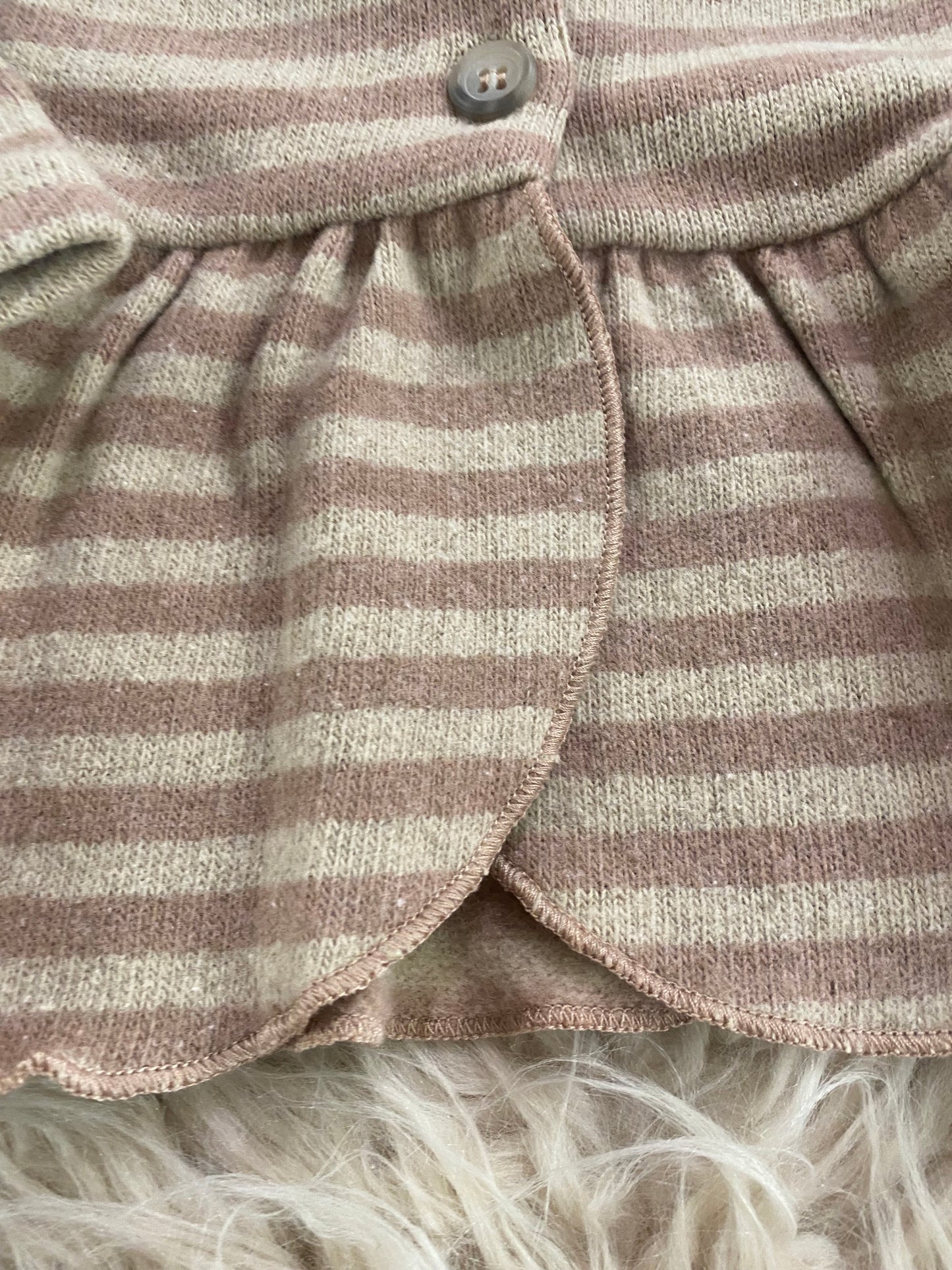 Cardigan caldo cotone riga naturale e rosa