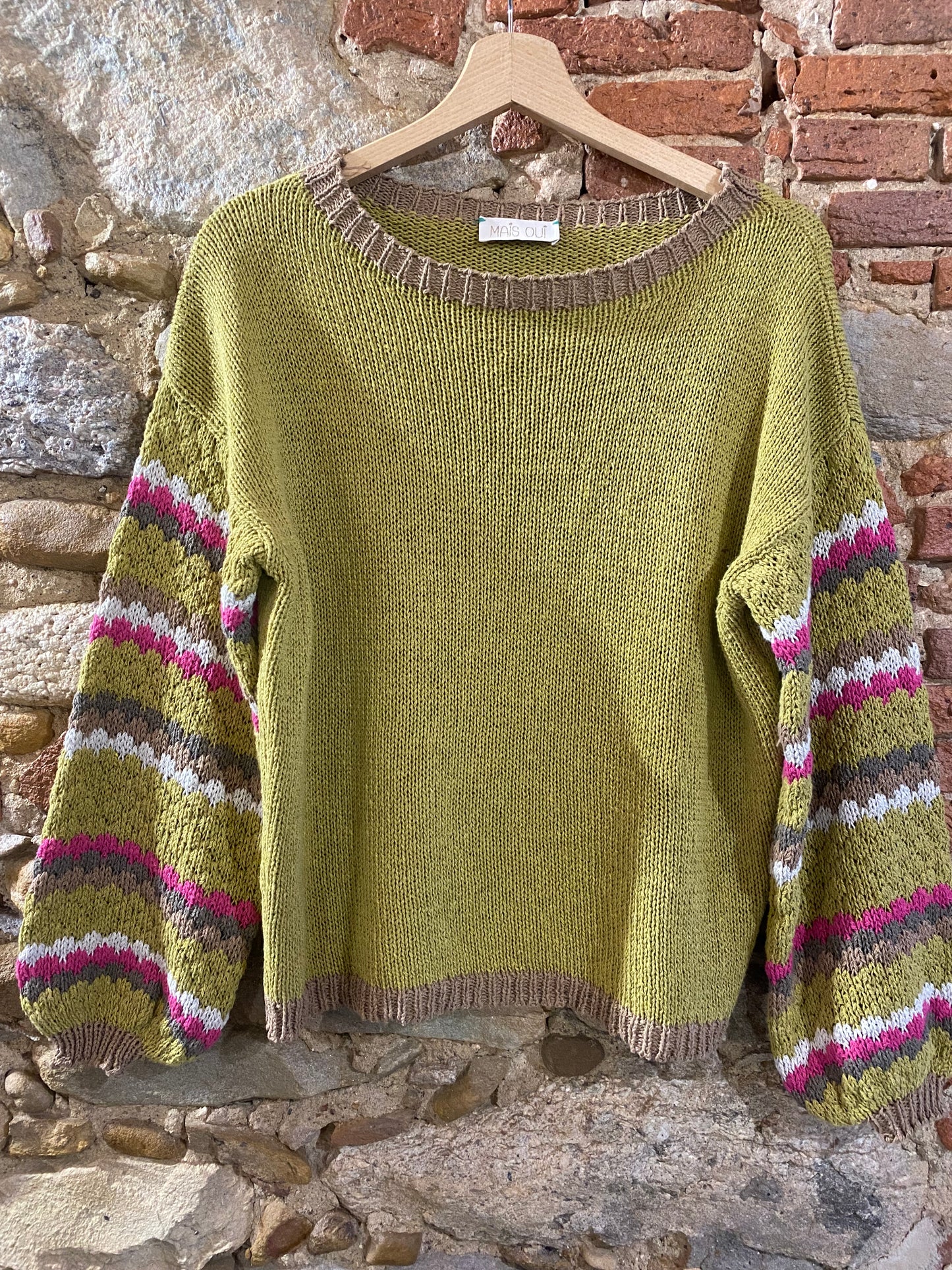 Maglia Folk verde olio