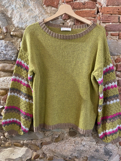 Maglia Folk verde olio
