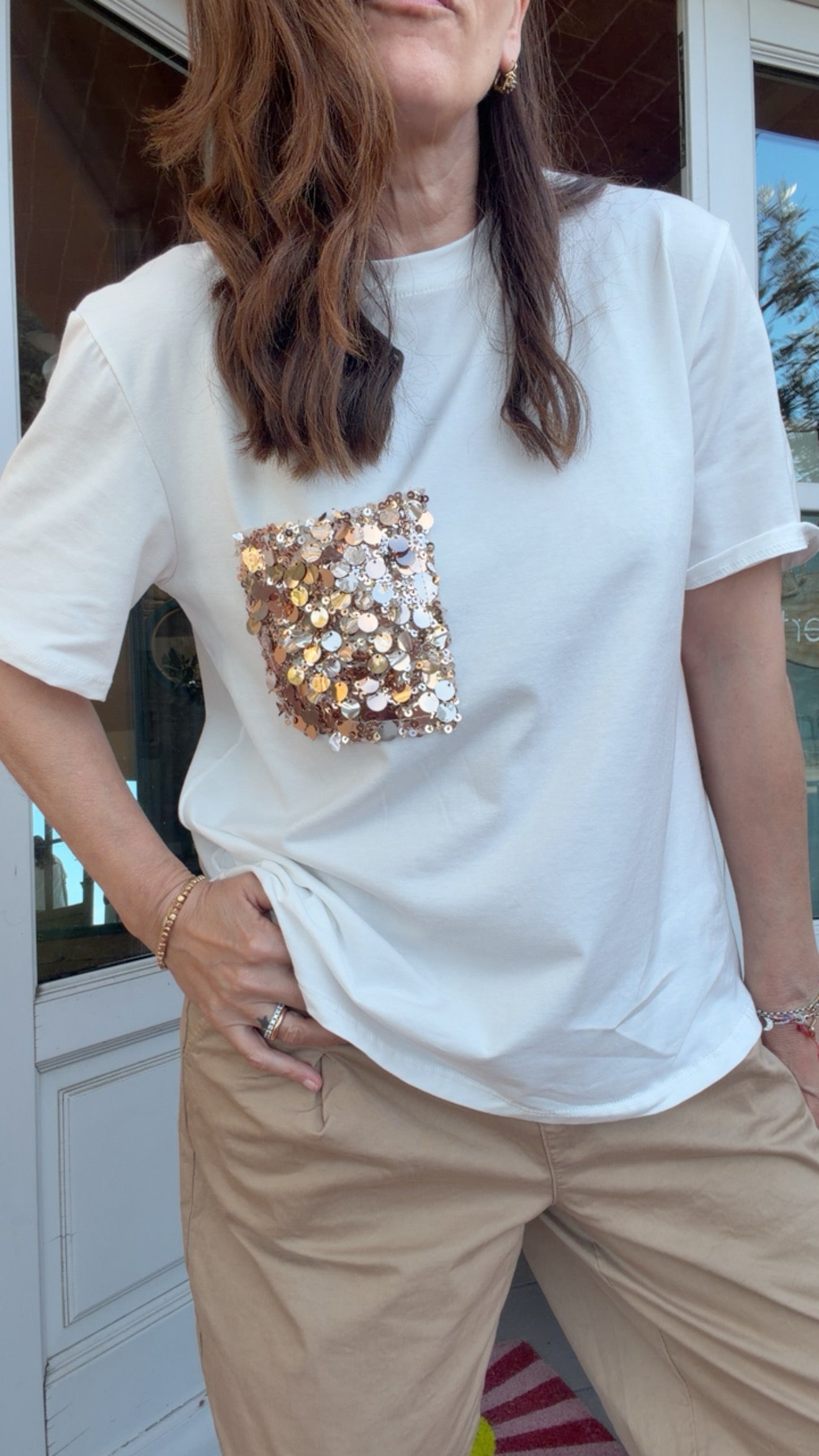 T-shirt Sparkle oro rosa