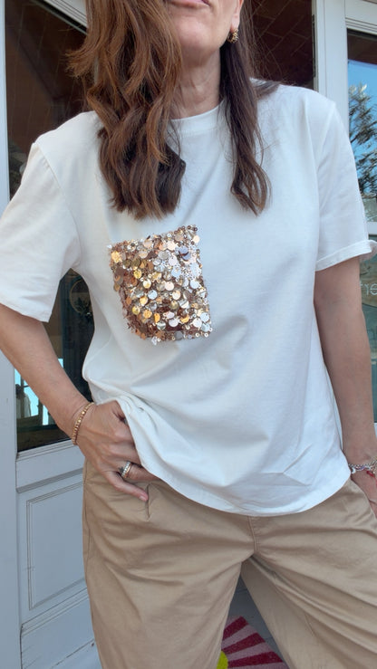 T-shirt Sparkle oro rosa