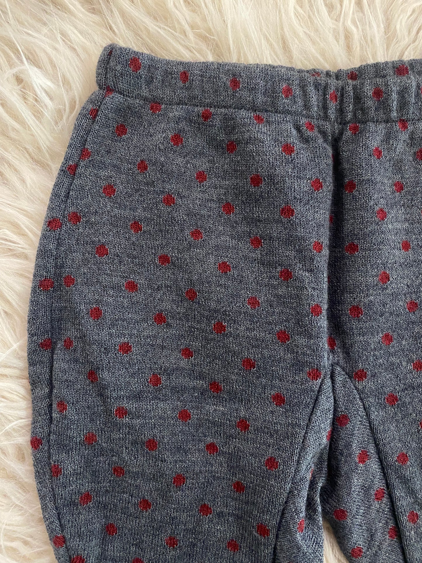 Pantalone in maglia misto lana colore grigio scuro pois bordeaux