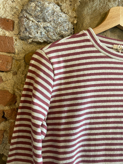 Maglia rigata beige old rose