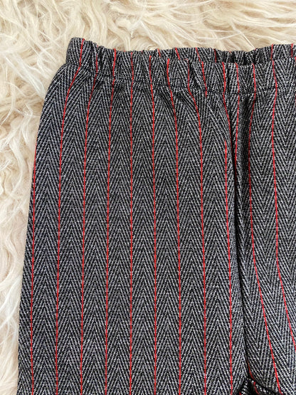 Pantalone in tessuto spigato gessato bordeaux