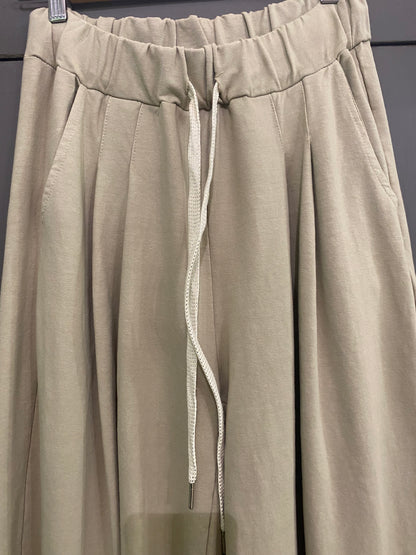 Pantalone palazzo donna in cotone colore sabbia