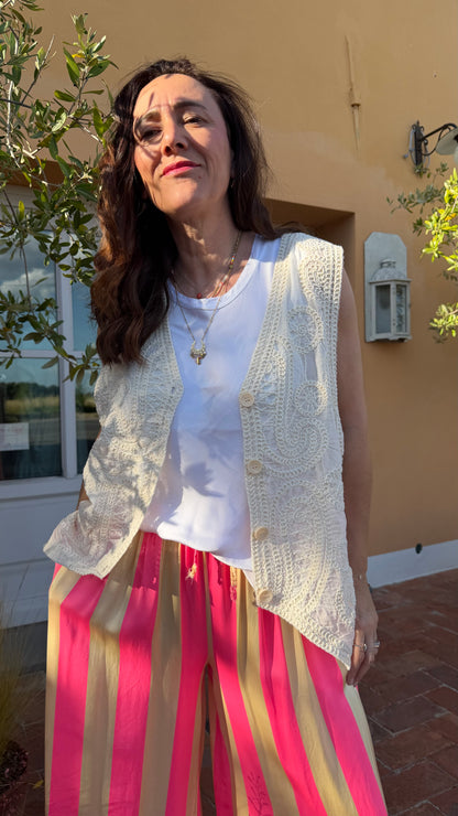 Gilet Crochet panna