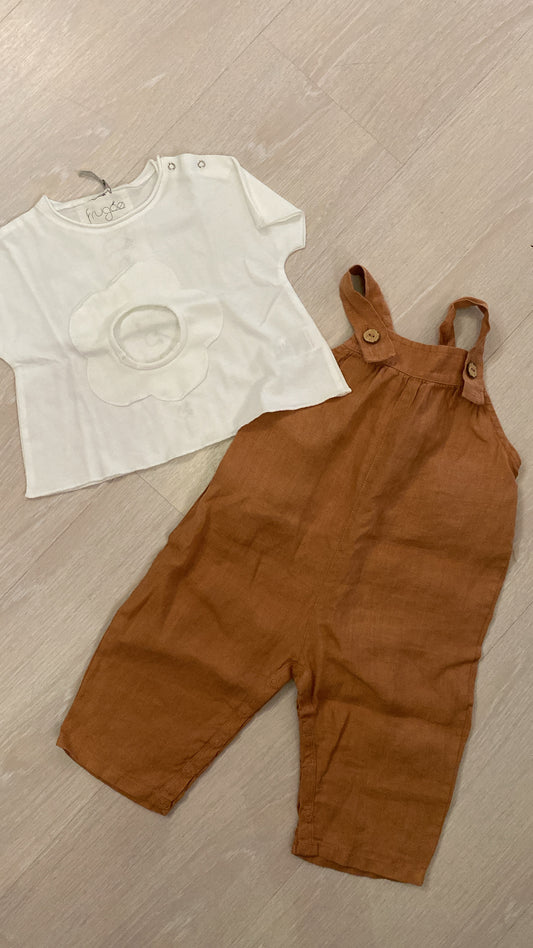 Salopette in Lino colore carota