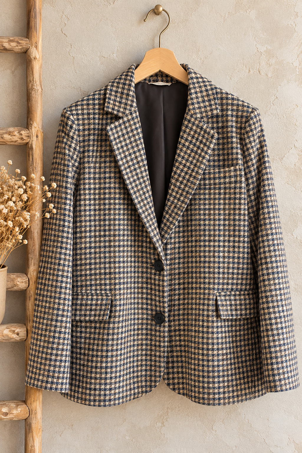 Giacca England pied de poule beige blu marrone