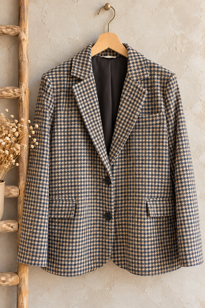 Giacca England pied de poule beige blu marrone