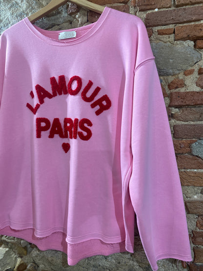 Felpa L’Amour Paris rosa bubble