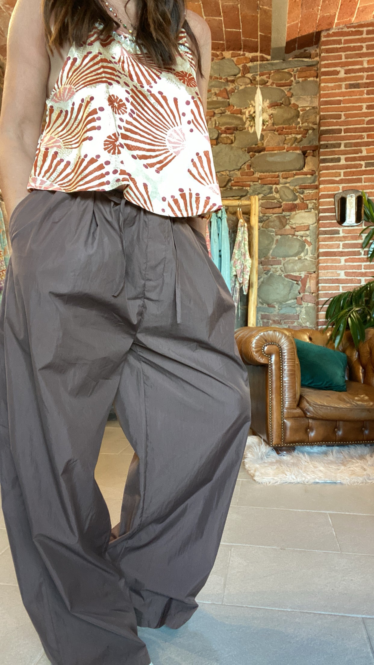 Pantalone Tessa cotone cioccolato