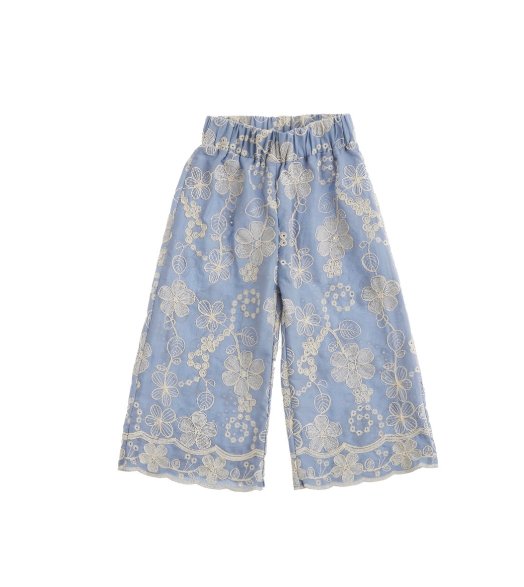 Pantalone Ricami azzurro