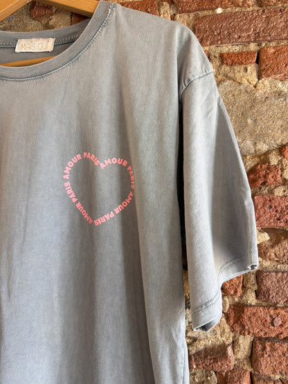T-Shirt Amour Paris grigia