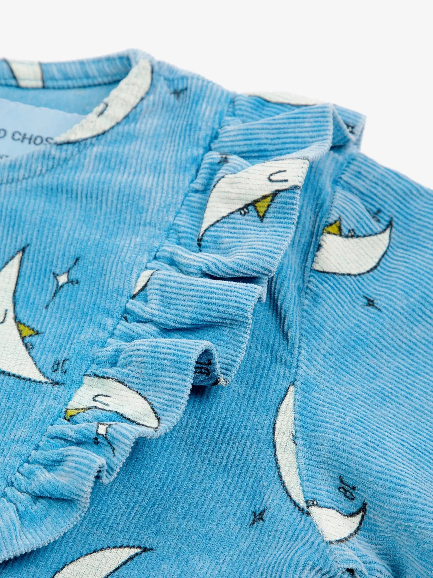 Abito in micro velluto colore azzurro stampa lune