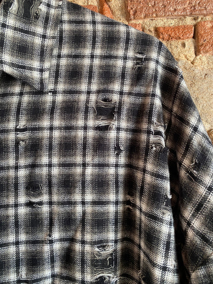 Camicia Mind check black grey