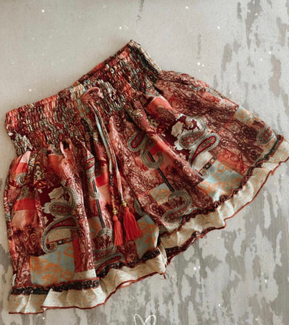 Siviglia short in misto seta fantasia colore rosa beige
