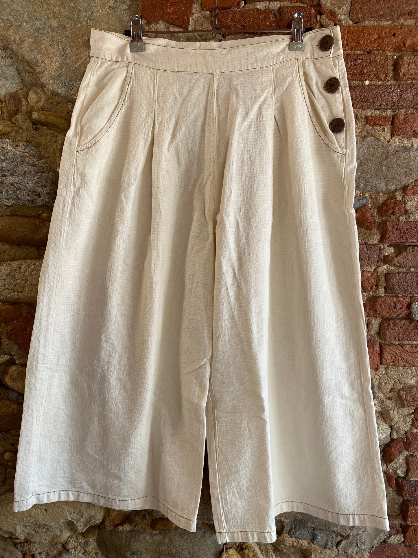Pantalone Crop colore panna