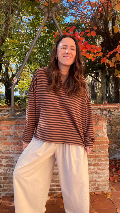 Felpa Parisienne moka e cioccolato