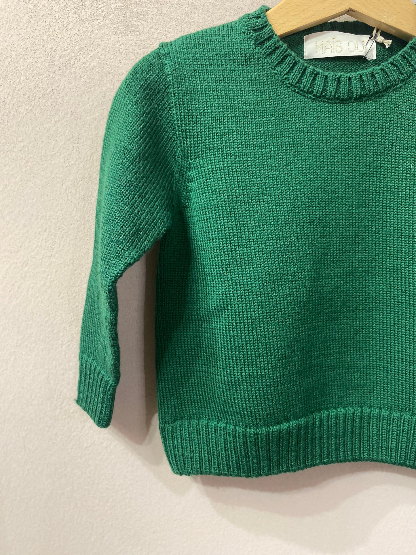 Maglioncino Nonno Otta in lana merino colore verde smeraldo