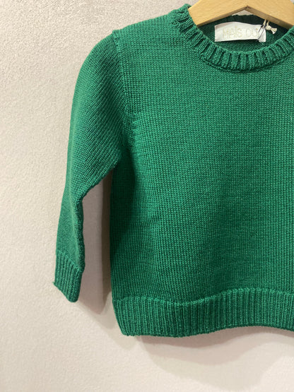 Maglioncino Nonno Otta in lana merino colore verde smeraldo