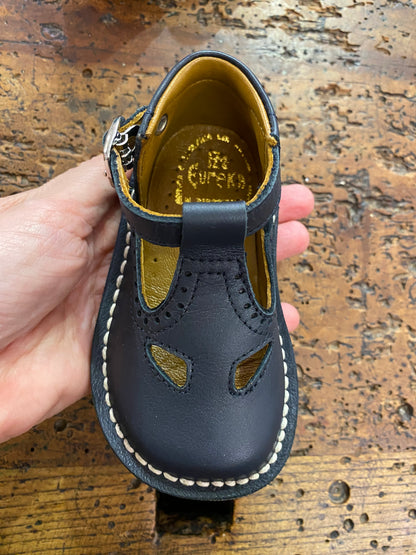Scarpina due occhi in pelle blu