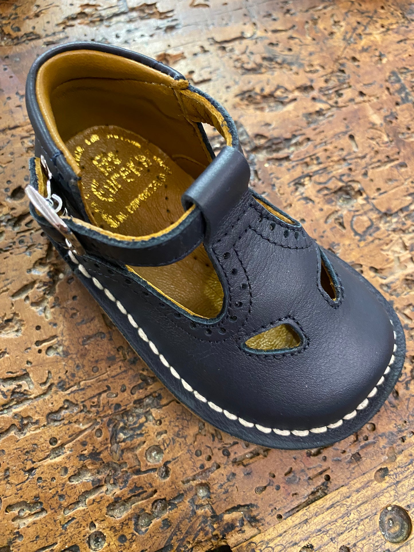 Scarpina due occhi in pelle blu