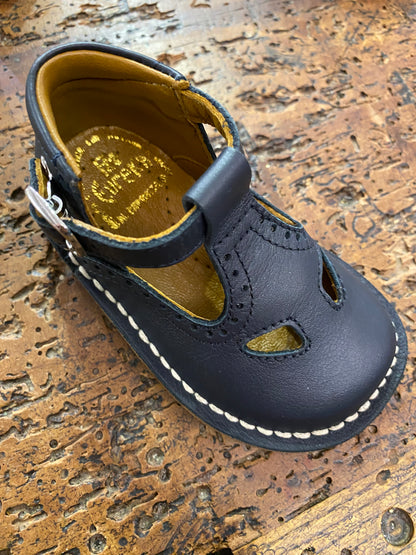 Scarpina due occhi in pelle blu
