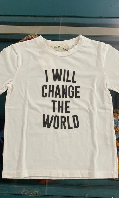 T-shirt in jersey di cotone colore latte stampa nera