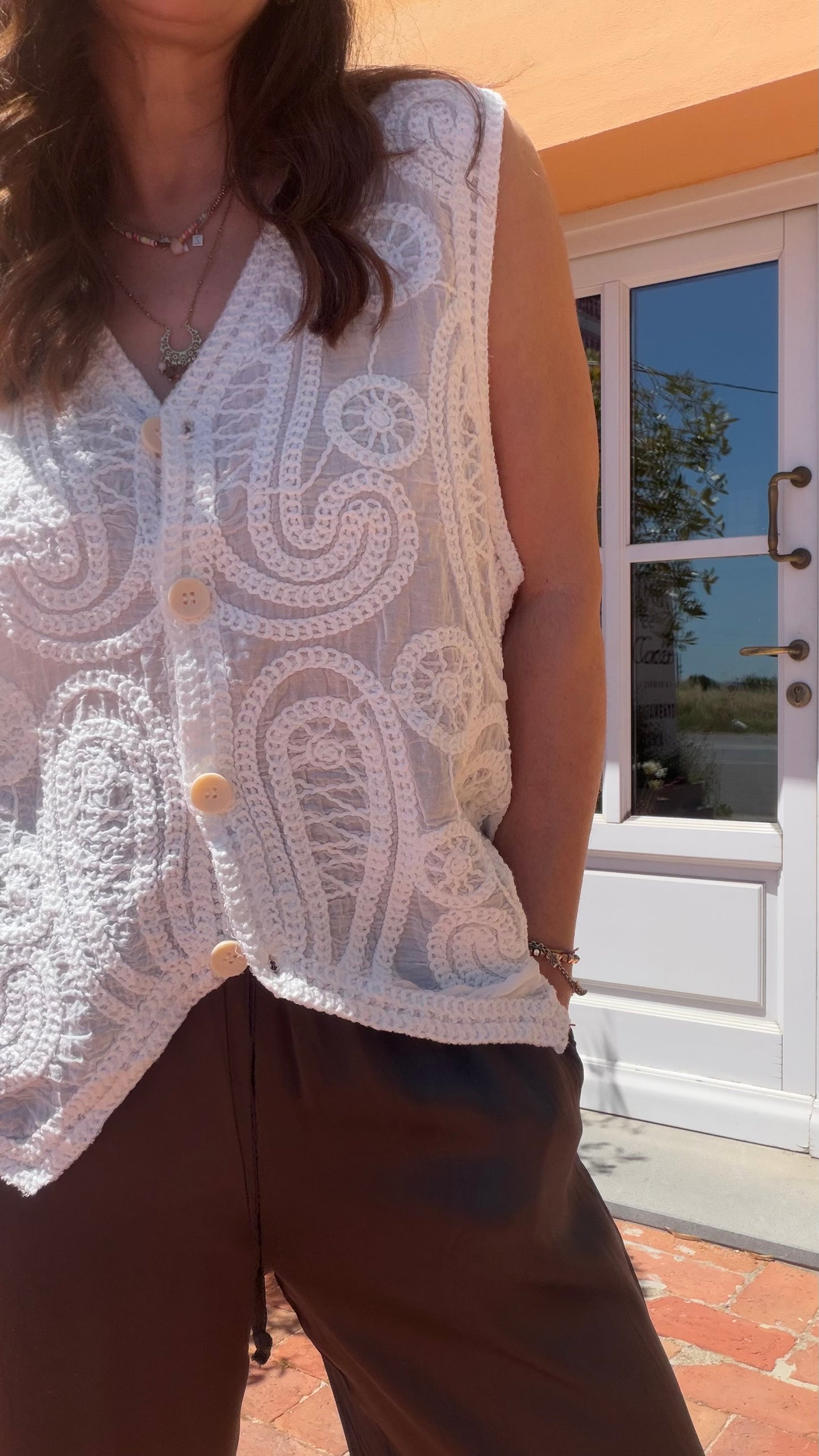 Gilet Crochet White