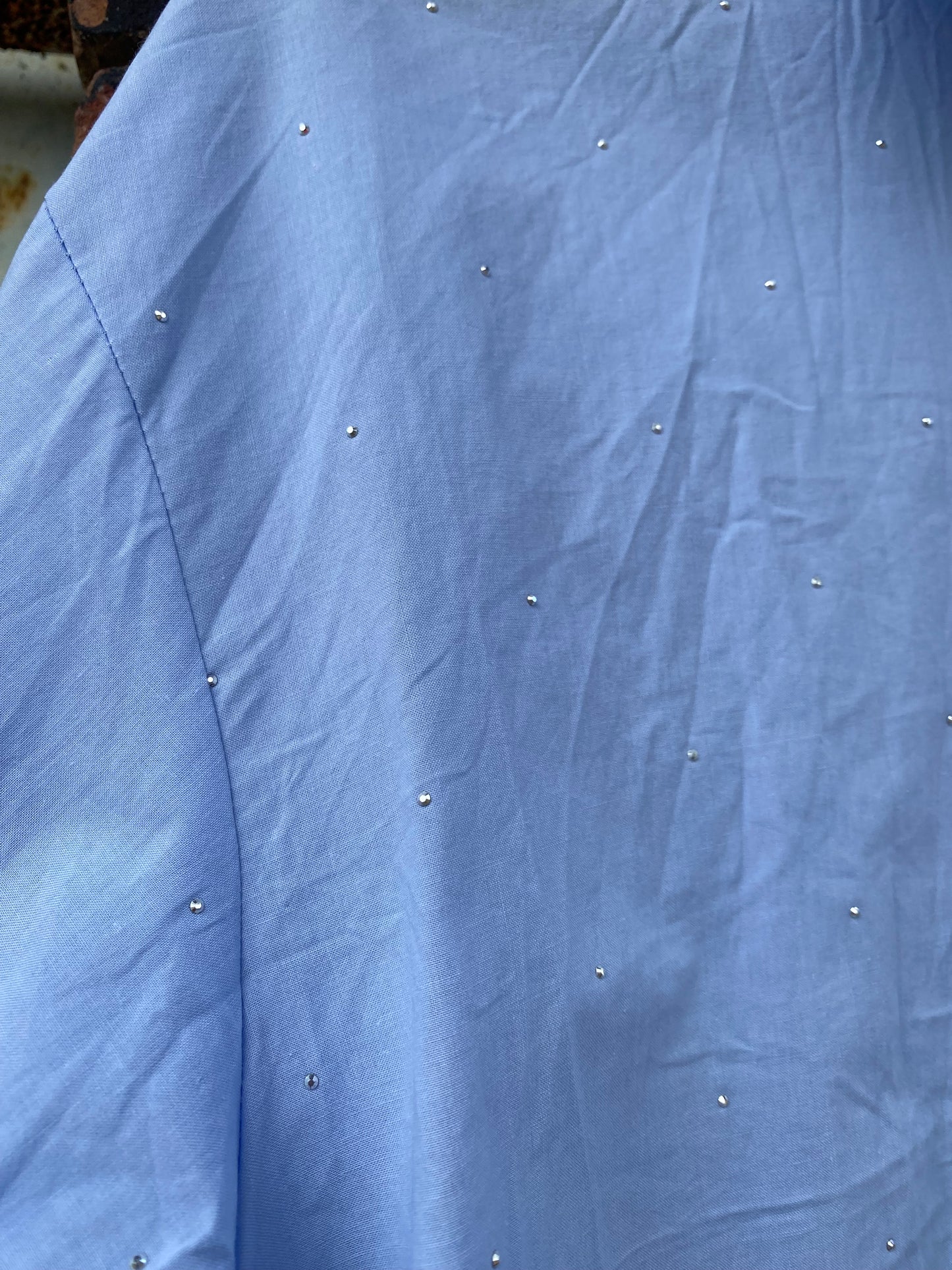 Cloe’ camicia in cotone colore azzurro con micro punti luce
