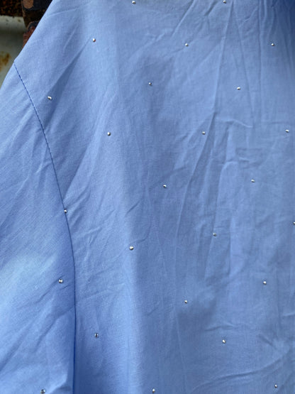 Cloe’ camicia in cotone colore azzurro con micro punti luce
