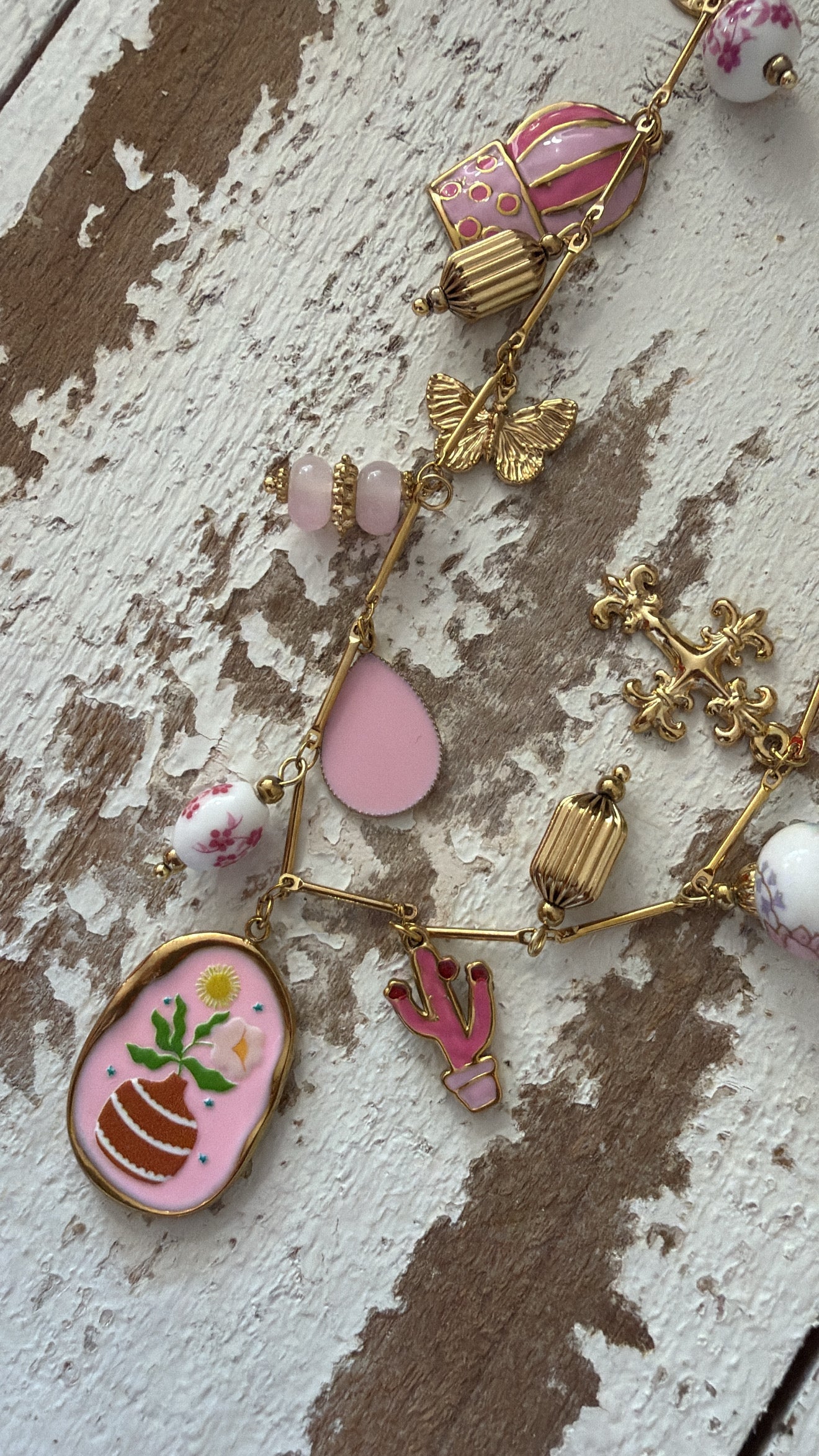 Collana Charms rosa
