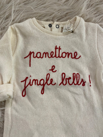 Tutina in caldo cotone panna scritta rossa