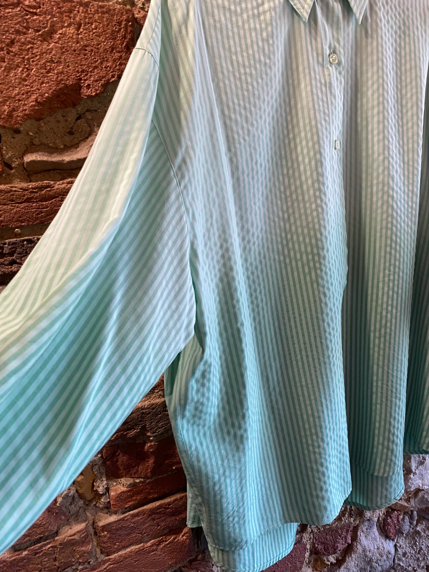 Camicia Apple viscosa riga verde