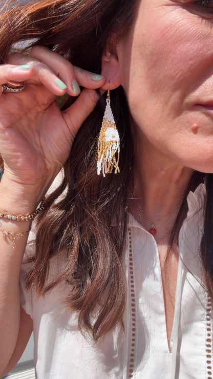 Orecchini Gipsy S bianco oro