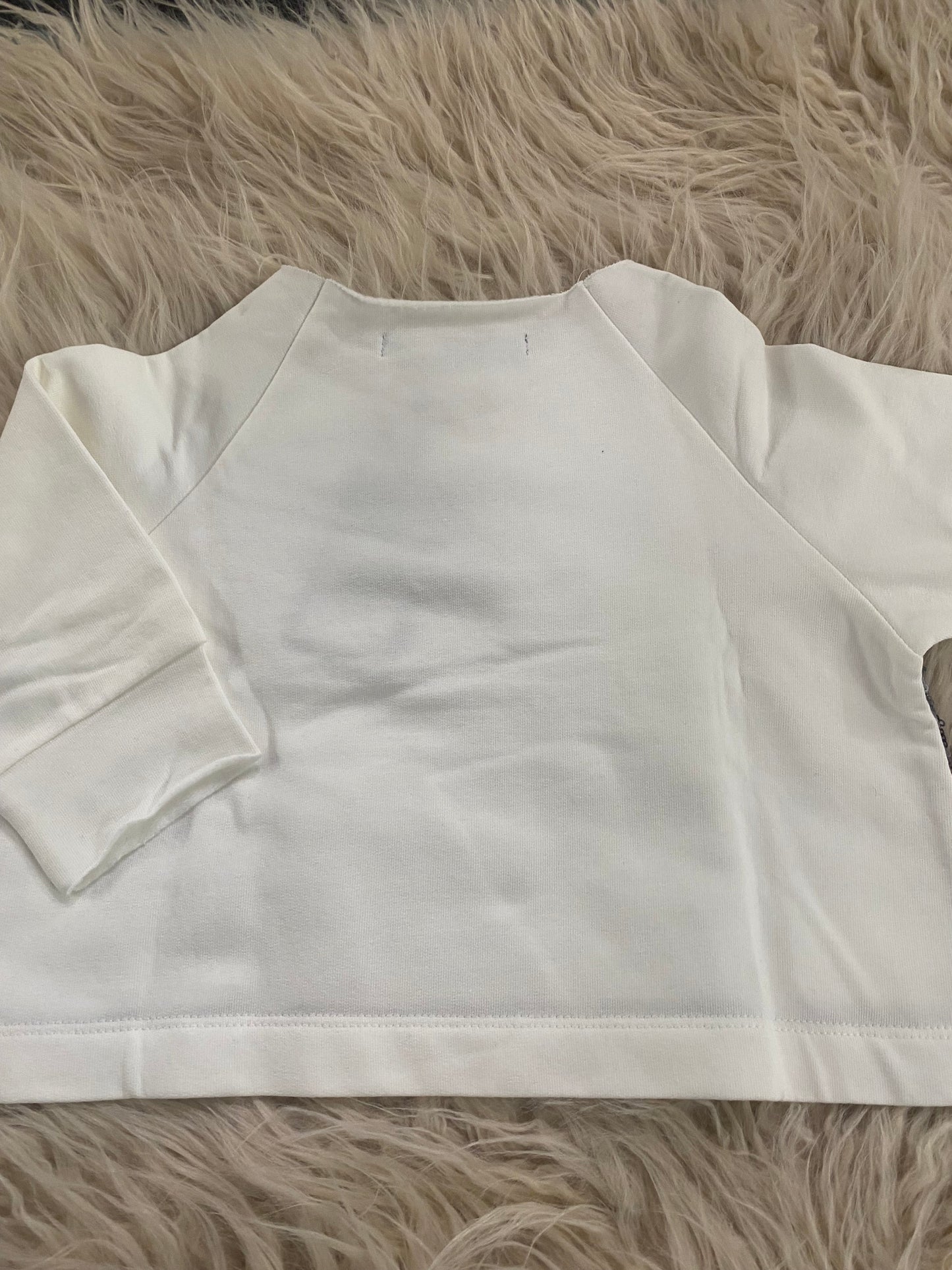 Maglia in felpa di cotone bianco con paillettes argento