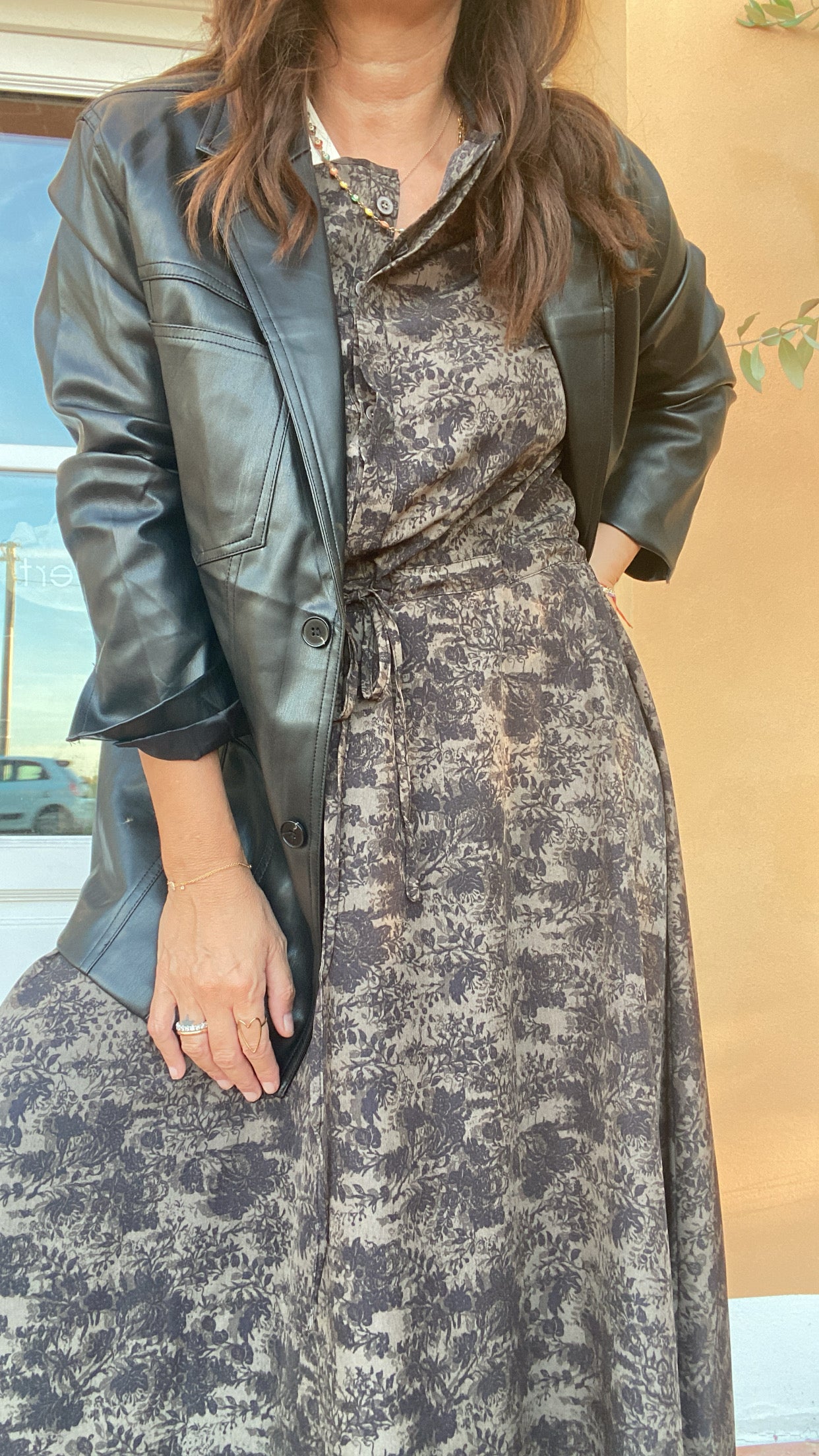 Abito Vintage nero verde fantasia fiori