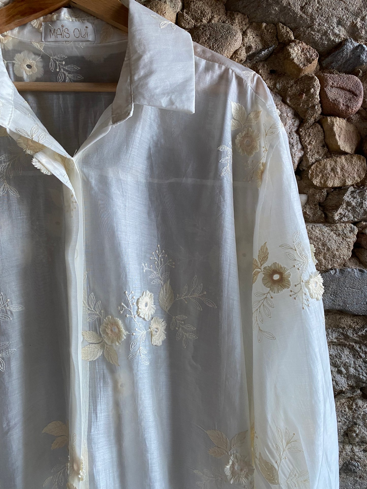 Camicia Martinica burro con ricami