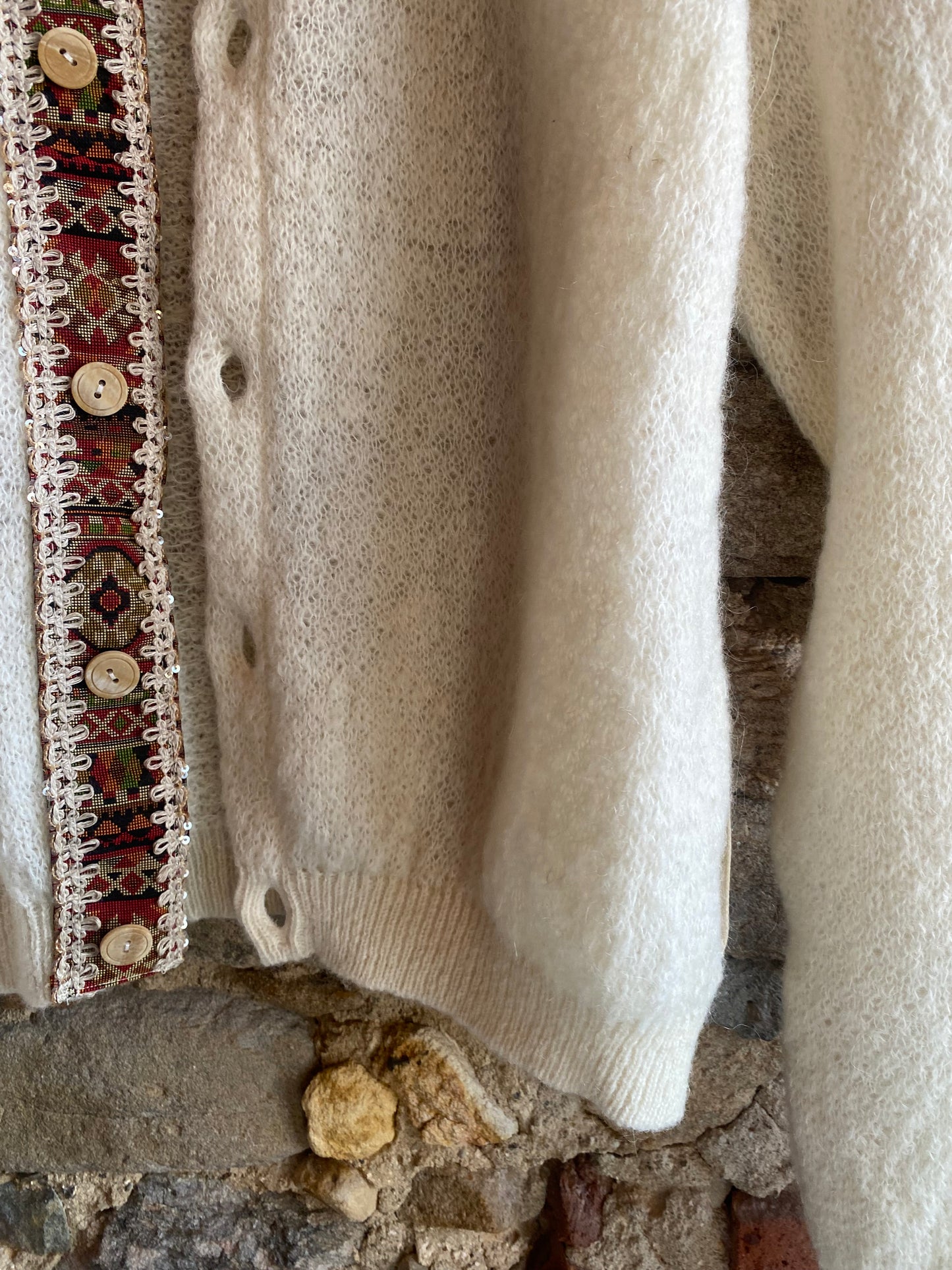 Cardigan Lana e mohair colore latte