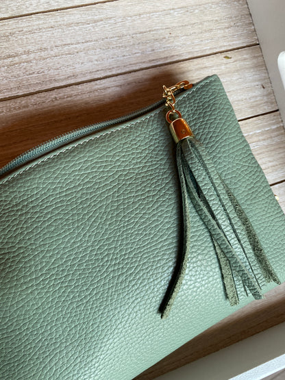 Pochette Mimì in pelle mint