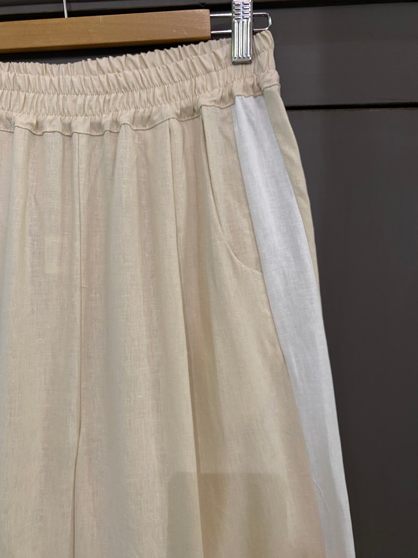 Luis pantalone donna in Lino e viscosa colore crema e panna